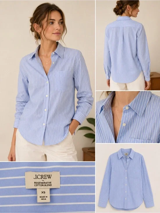 J. Crew Light Blue and White Pinstripe Button-Down Shirt