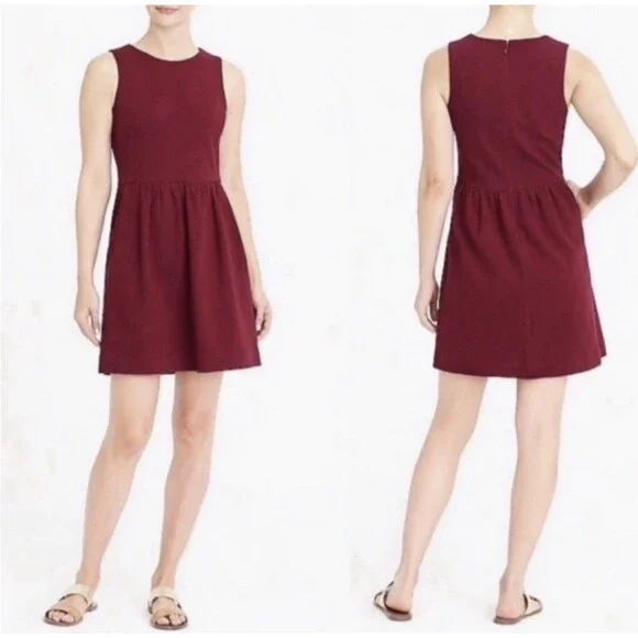 J Crew Factory XL Maroon Red Daybreak Ponte Tank Fit Flare Dress C0250