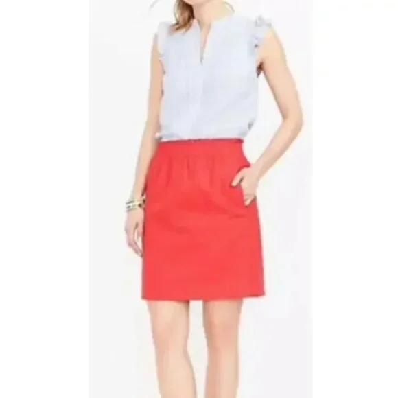 J.‎ Crew Sidewalk linen cotton blend paperbag mini skirt in coral pink 6
