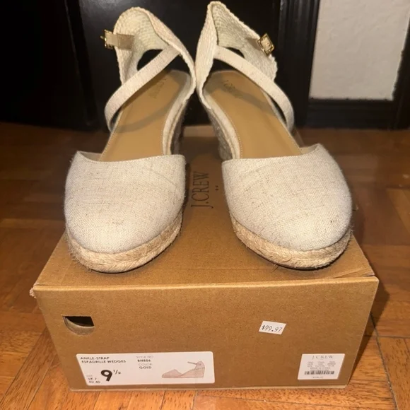 J. Crew Cream Espadrille Wedge Sandals
