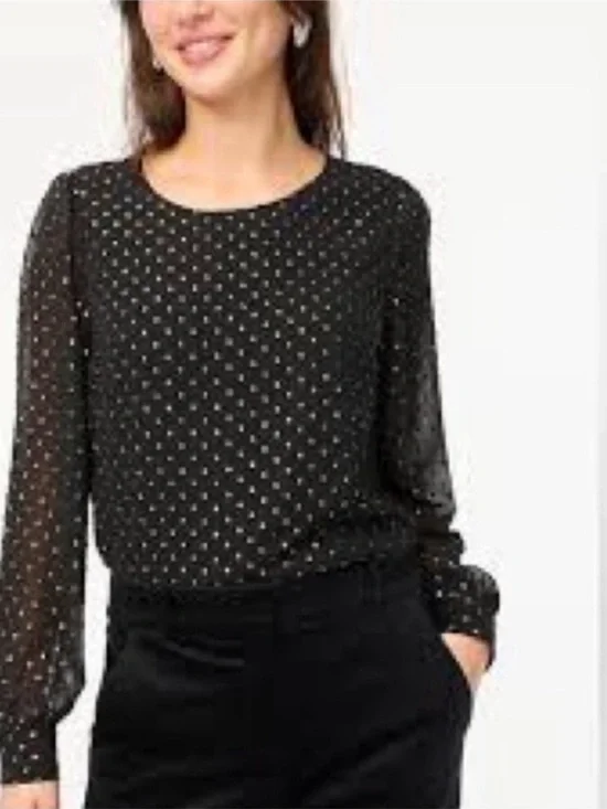 J. Crew 💮 semi sheer clip dot blouse top