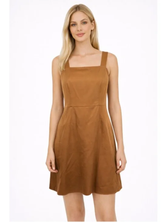 J. Crew Gramercy Twill Square Neck Dress A-Line Sleeveless Mini Caramel Size 14