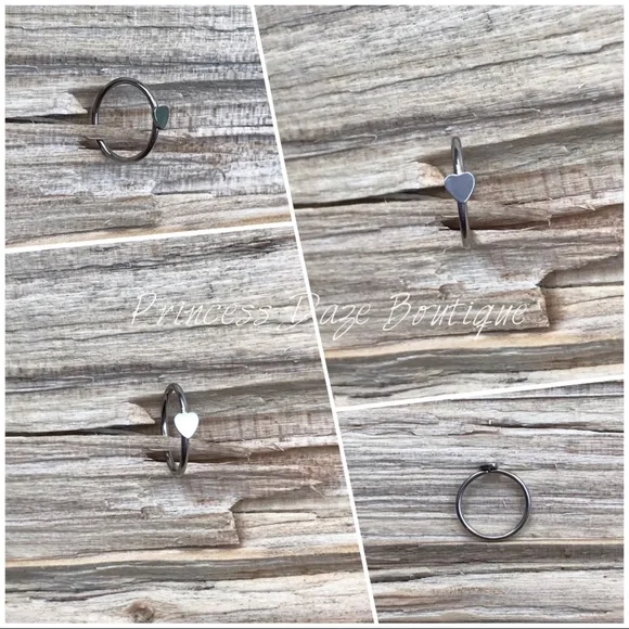 Silver Heart Nose Hoop‎