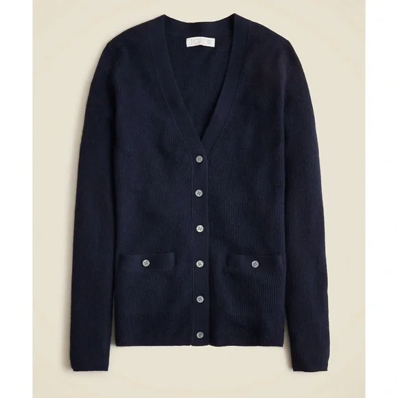 J. Crew Cashmere-silk Blend Cardigan Sweater Navy Blue