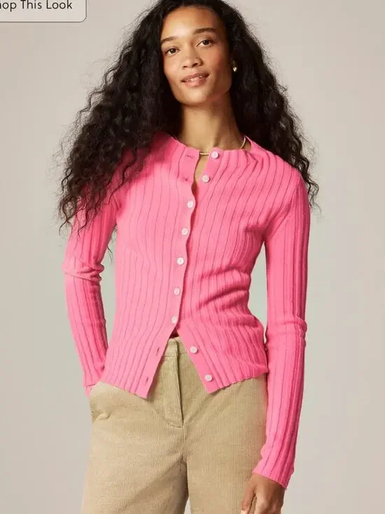 J.Crew Wide-rib cashmere cardigan Neon Capri