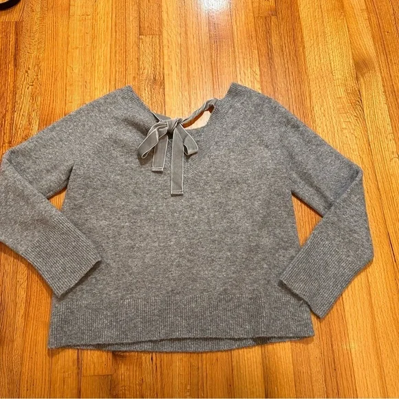 J.Crew Voletta V-back sweater with velvet tie Grey Size S (n)