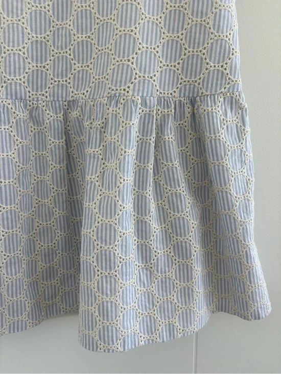 J. Crew Light Blue Printed Ruffle-Hem A-Line Skirt