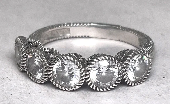 Judith Ripka 925 Sterling Silver CZ Eternity Band Ring Size 8.5