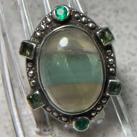 Nicky‎ Butler Sterling Silver Prehnite Peridot Emerald Statement Ring 925 Size 9