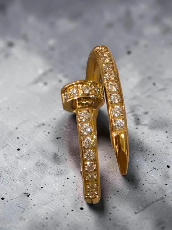 Gold Pavé Nail Wrap Ring with Clear Stones - Women Jewelry