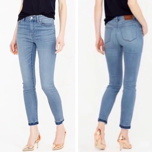 J. Crew Jeans Lookout High Rise‎ Denim Skinny Crop F1904 Frayed Raw Hem Stretch