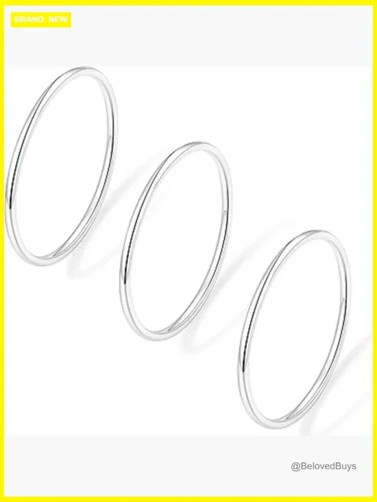 Stackable Gold Band Ring Set Wedding Promise Dome Rings Non Tarnish Thin 1mm