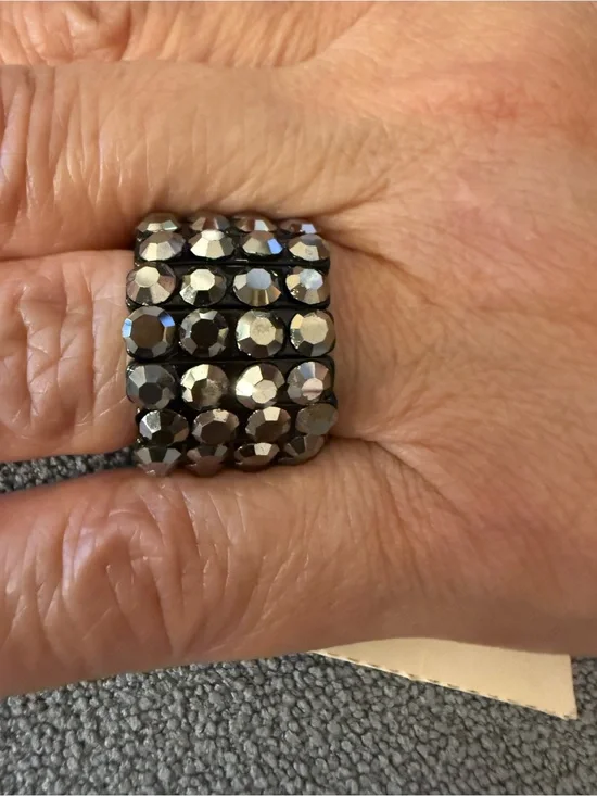 Hematite Crystal Stretch Band Ring - Women Jewelry