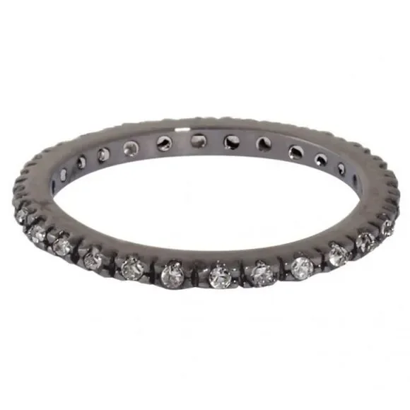 NWOT New Lisa Freede Laser Cut Eternity Gunmetal Band Ring w/Rhinestones Sz 3