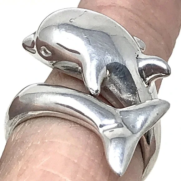 Dolphin Ring Band Sz 7 Aluminum Arthur Court Signed Jewelry Aluminum