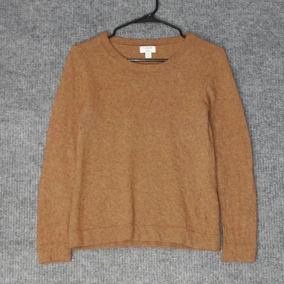 J Crew Teddie Sweater Womens XS Brown Cotton Wool Blend Pullover Crewneck‎