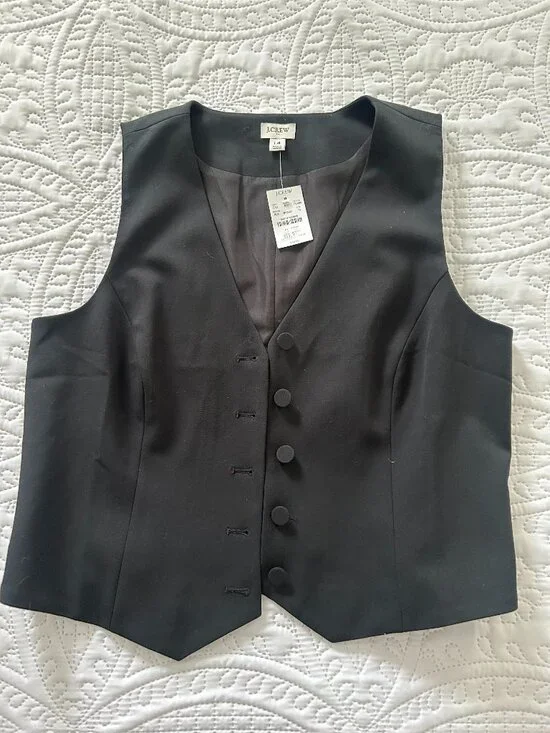 NWT - J.Crew Women’s Tailored Vest • Black • Size 14