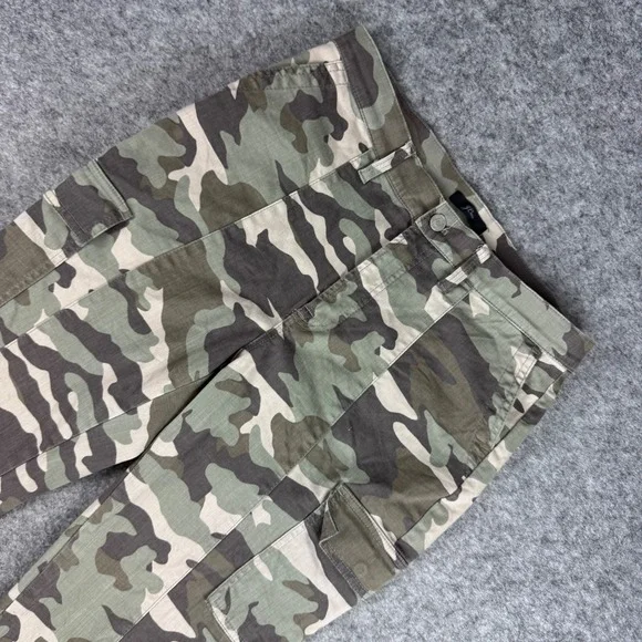 J. Crew Vintage Straight Cargo Pants Green Camo Size 30 Women Stretch Utility