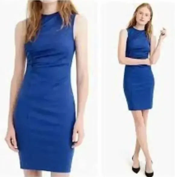 J. Crew 365 Ruched Ponte Sheath Dress Blue K2197 Size 2