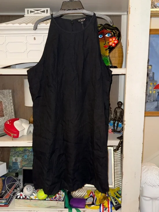 J. Crew 3X black linen sleeveless shift dress nwt