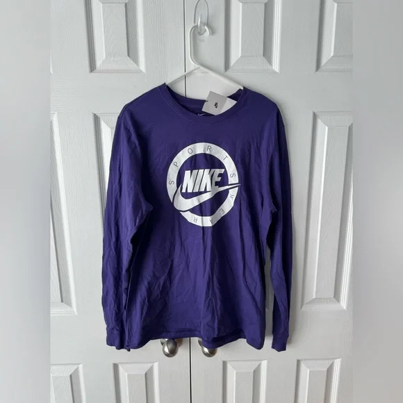 Nike Purple & White Long Sleeve Graphic T Shirt Size Large NWT
