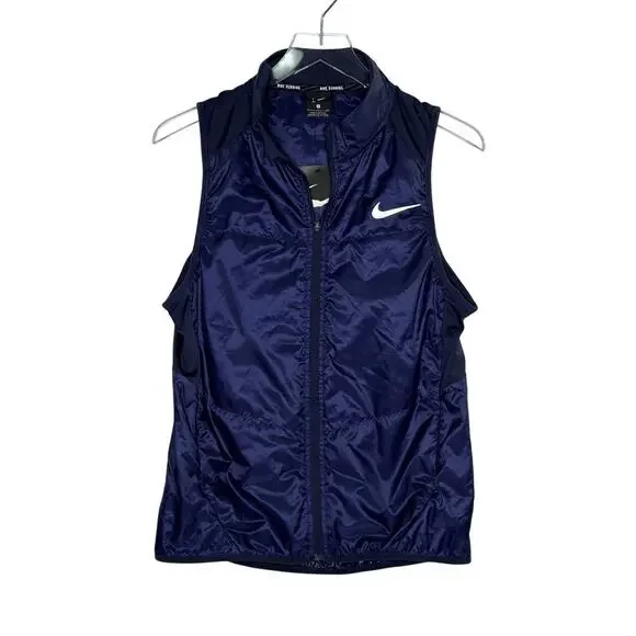 Nike Mens Polyfill Running Vest S NEW Navy Lightweight Full Zip Active Sports