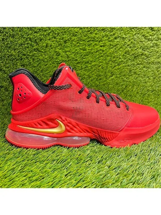 Nike LeBron 19 Low Mens Size 12 Red Black Athletic Basketball Shoes Sneakers
