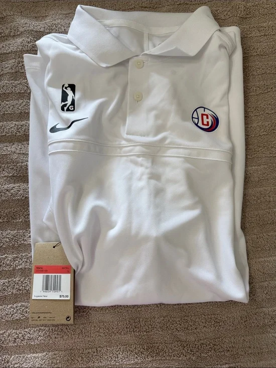 Nike White Polo with Navy & Red Team Crest