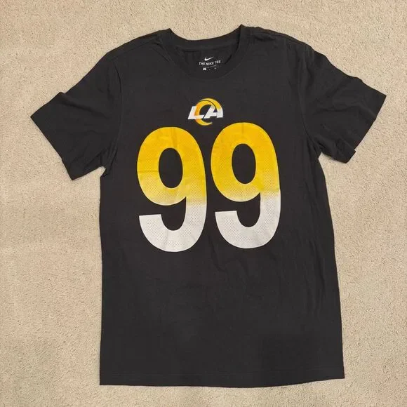 Nike Men NFL Rams Aaron Donald #99 Anthracite T-Shirt Sz Small‎ NEW