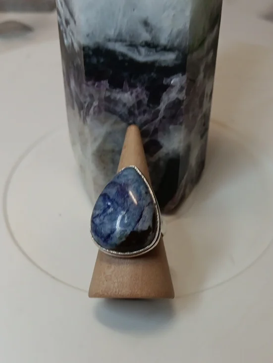 Teardrop Blue Gemstone Ring - Blue