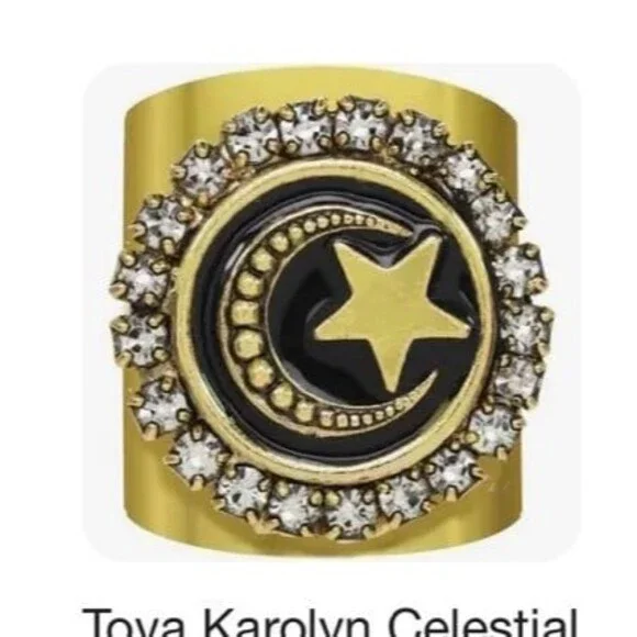 TOVA ring TOVA jewelry STAR MOON Karolyn Celestial ring NEW in bag crystals adju