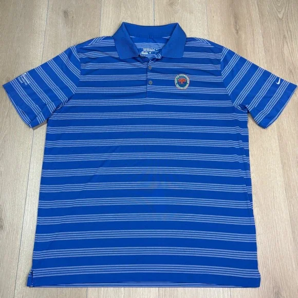 Nike Golf 2012 PGA Championship Kiawah Island Blue Striped Polo Mens XL Dri-FIT