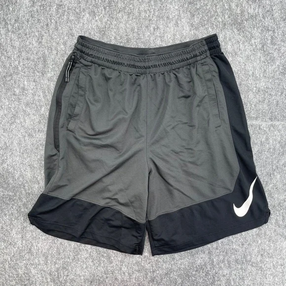 Nike Shorts Mens Extra Large Dri-FIT Basketball Grey Zip Pocket Athletic