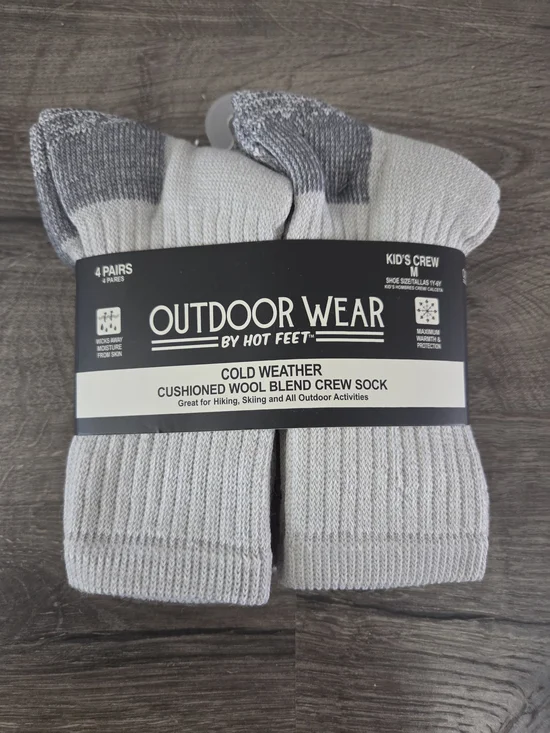 Kids' Cushioned Wool Blend Crew Socks Size M NWT