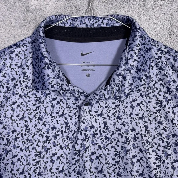 Nike Dri-Fit Tour Camo Print Golf Polo Shirt Men's XL Blue DV7808
