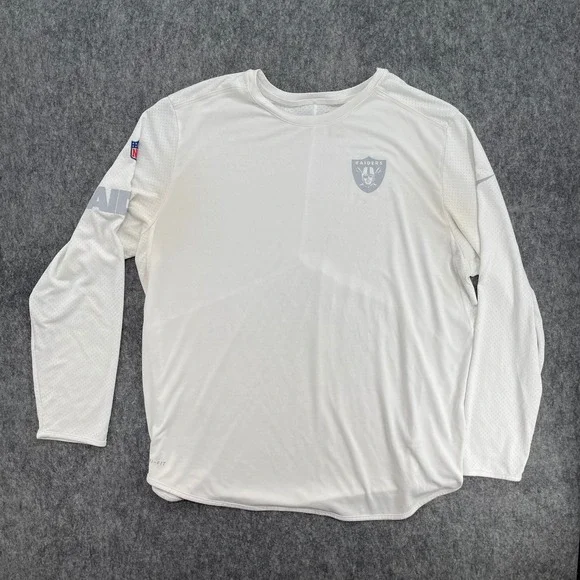 Raiders Shirt Mens 2XL White Onfield Training Top Nike NFL  Dri-FIT Long Sleeve