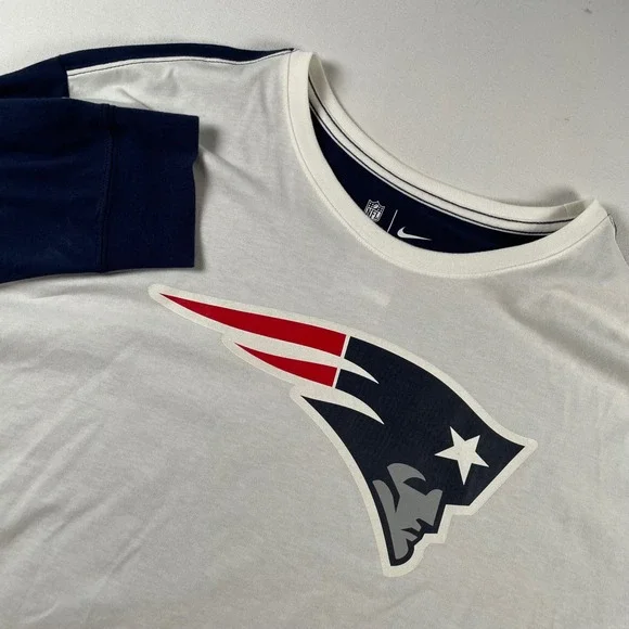 Nike New England Patriots‎ Dri-FIT Long Sleeve Shirt Mens XXL White Navy NFL Tee