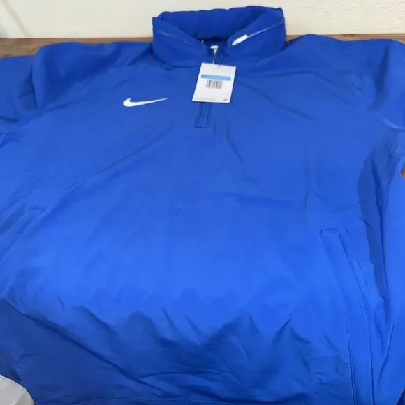 Nike Football Jacket Coaches Sideline 1/4 Zip S/S Blue/White FJ9548 Men Medium
