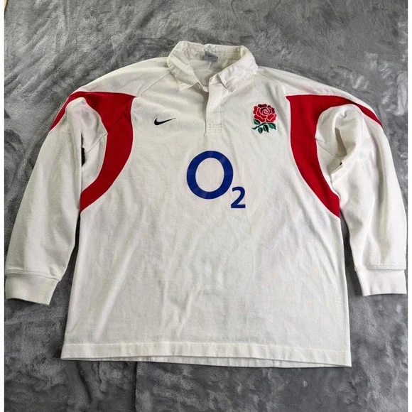 Nike England Rfu Home Jersey Men's XL White Cotton Blend Embroidered Swoosh