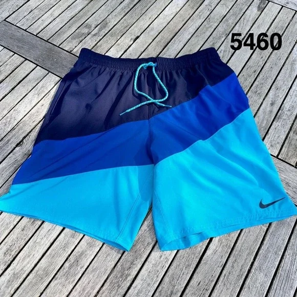 Nike Swim Mens XL Blue Colorblock Four-Way Stretch Trunk Board Shorts NESSD470