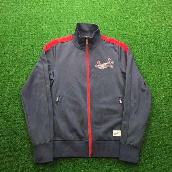 St Louis Cardinals Nike Cooperstown Track Jacket Mens Small Baseball Full‎ Zip