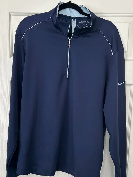 Nike Golf Dri-FIT 1/4 Zip Pullover Mens XL Navy Blue Long Sleeve Shirt