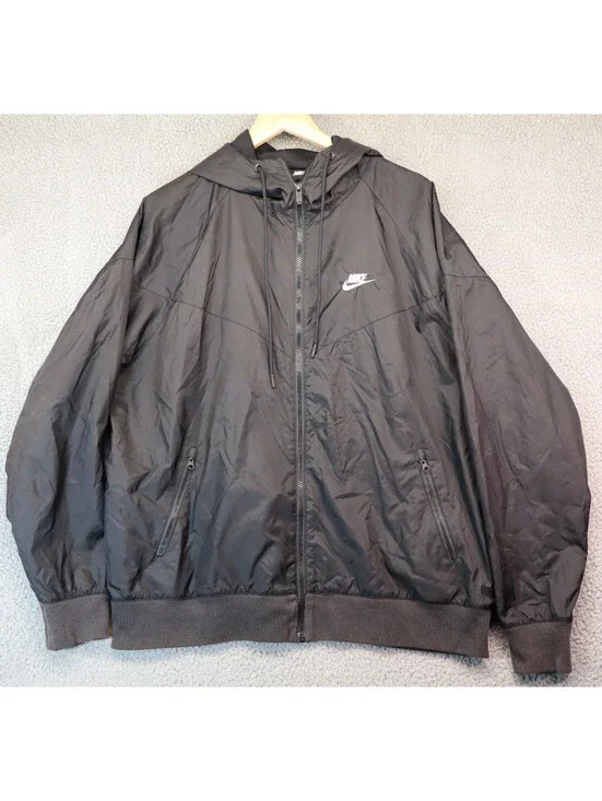 Nike Men Large Hooded Zip Black Windbreaker AR2191-010 Gorp