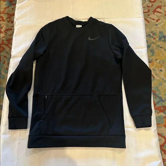 Nike Therma-Fit Fleece Training Crew Pullover‎ Black DV8004 010 mens SMALL EUC