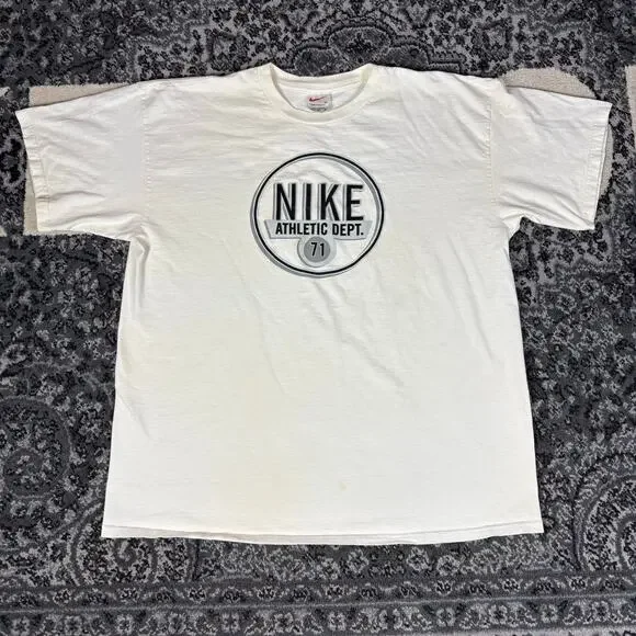 Vintage Nike White Tag Suede Logo T Shirt‎ Men’s Sz   XL Preowned