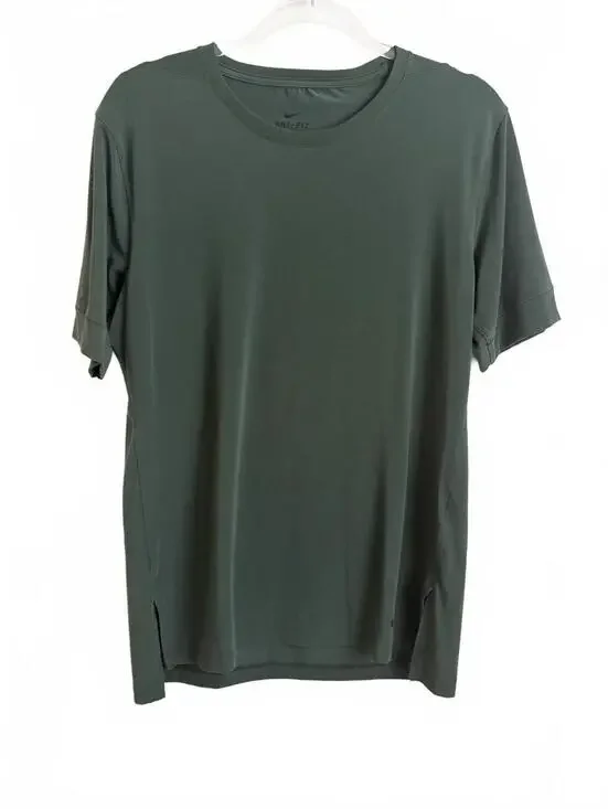 Nike | Men’s Dark Green Dri-Fit Short Sleeve Soft Stretchy Side Slit Size L