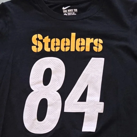 NIKE Dri Fit Pittsburgh Steelers NFL Black Tshirt ANTONIO BROWN #84 Men's L