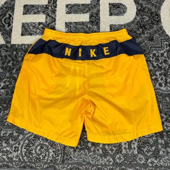 NIKE Vintage 90s Mens Yellow‎ Embroidered Swoosh Sport Shorts Size XL Preowned