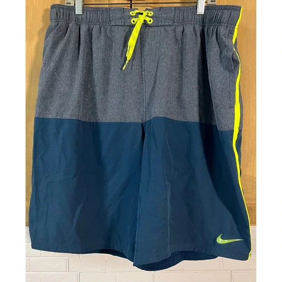 Nike Swim Trunks Men's XXL Tall Blue Grey Color Block‎ Board Shorts