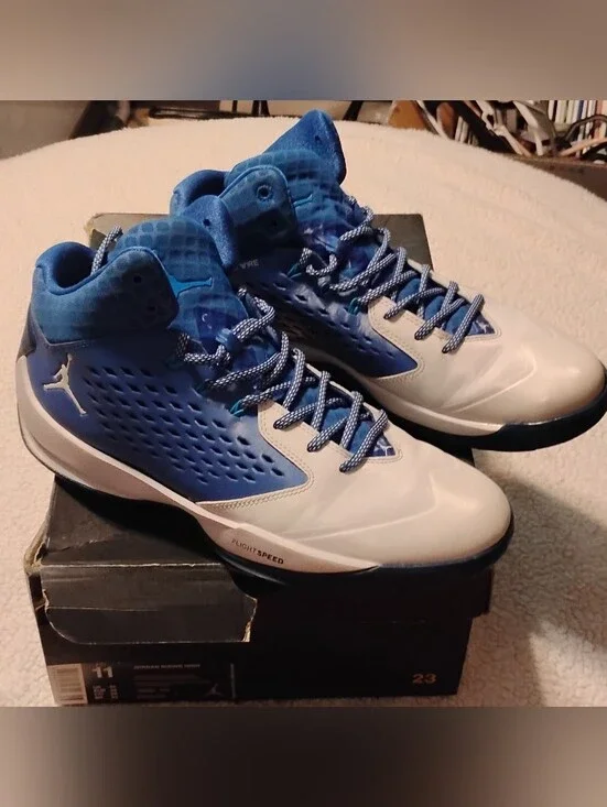 Nike Men’s Mid-Top Athletic Shoes in White and Royal Blue